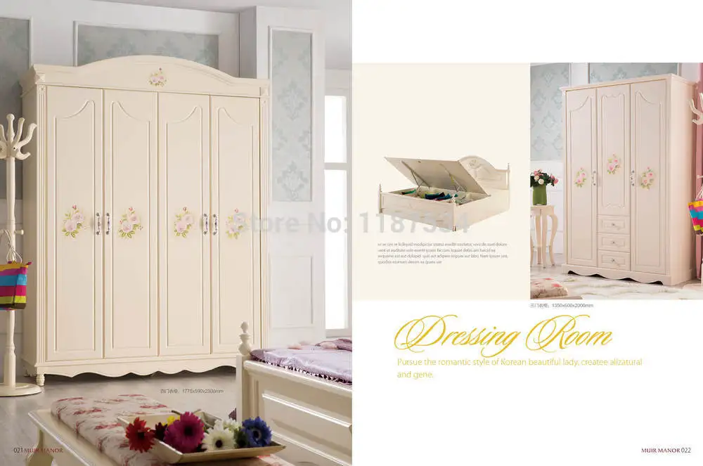 

8002 Home bedroom furniture wooden four doors wardrobe chest chifforobe