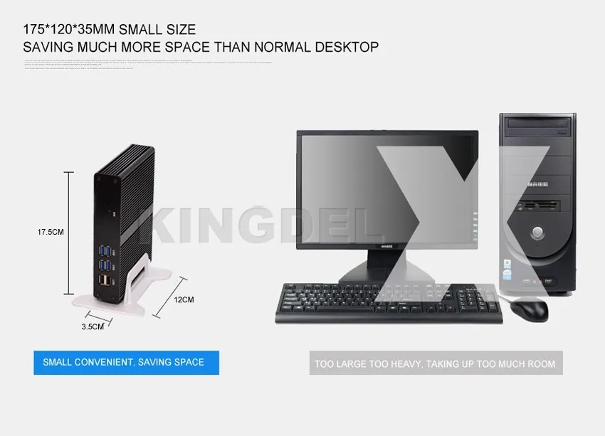Безвентиляторный мини ПК Intel Core i3 7100U i3 6006U Windows 10 Barebone компьютер DDR3 2,4 ГГц 620/520 графика 4K HTPC minipc HDMI VGA