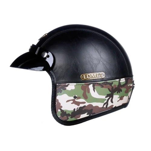 LDMET Кожа PU casco moto Винтаж moto rcycle шлем с открытым лицом камуфляж capacetes de moto ciclista vespa Кафе racer - Цвет: 7