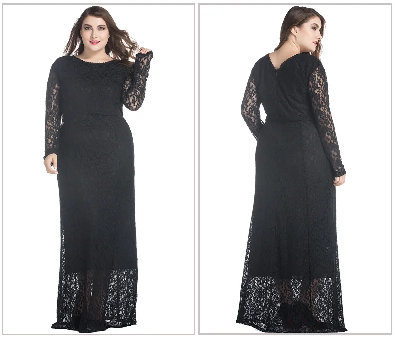 2017 женское элегантное кружевное вечернее платье большого размера 7XL 8XL 9XL с