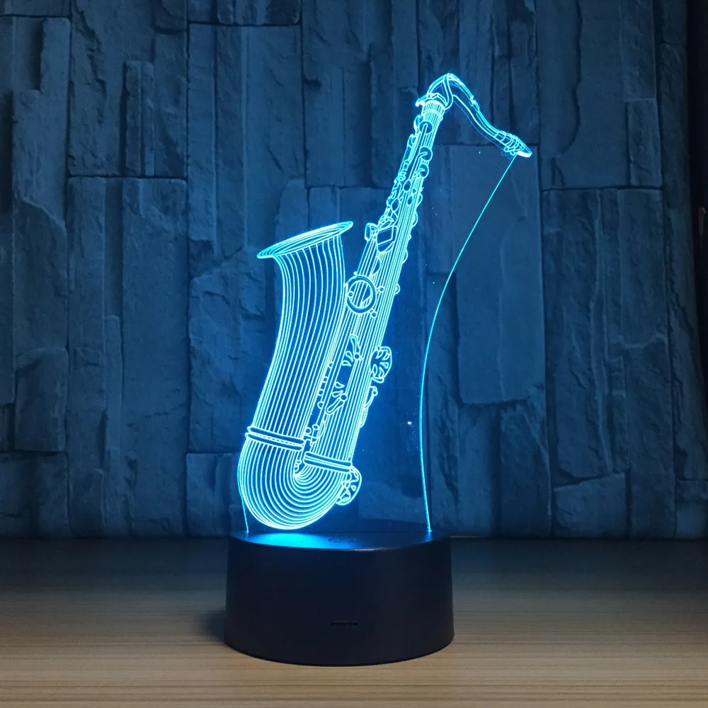 3D Ночная лампа Sax музыкальный инструмент настольные светодиодсветодиодный лампы