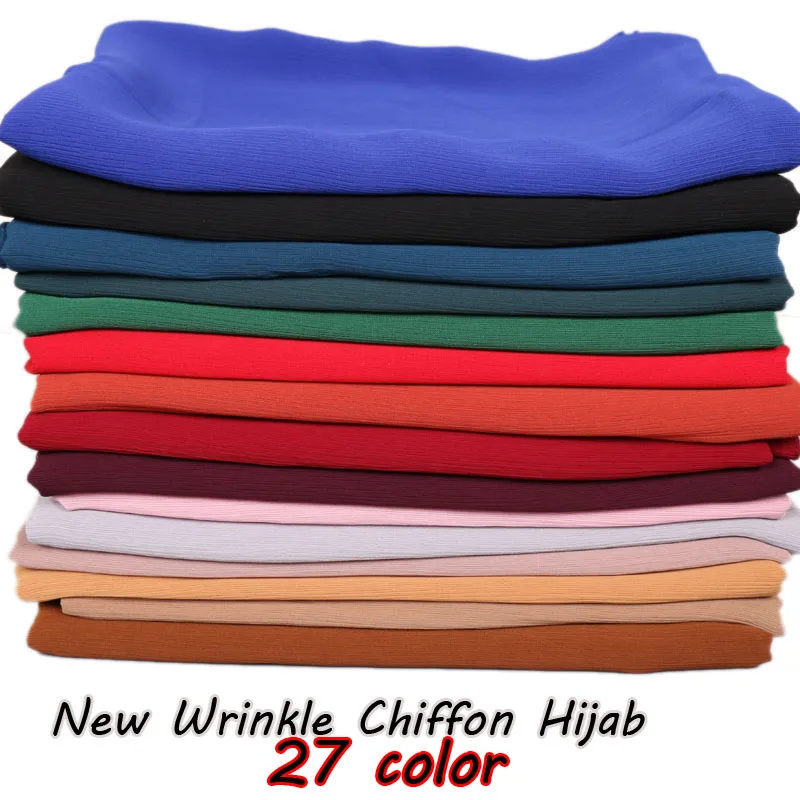 Высокое качество морщинка шифон Хиджаб Шарф Платки женские мусульманский