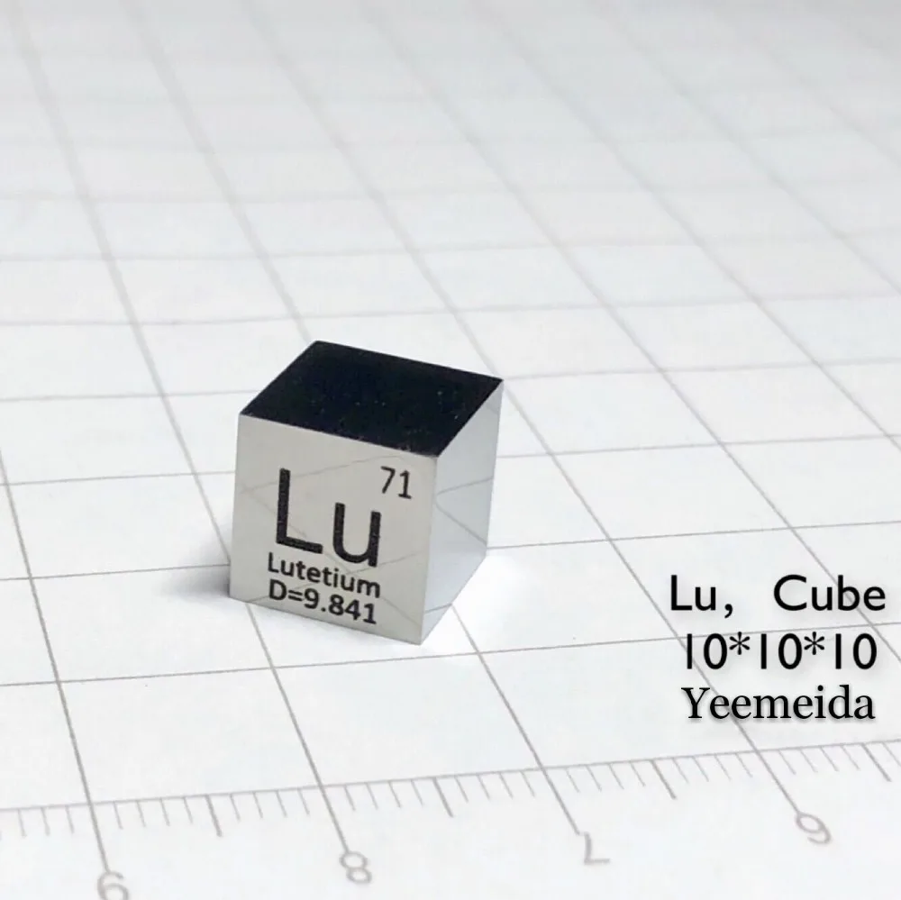 Зеркальный полированный лютеций (Lu) металлический куб плотности 10 мм 99.95% чистый