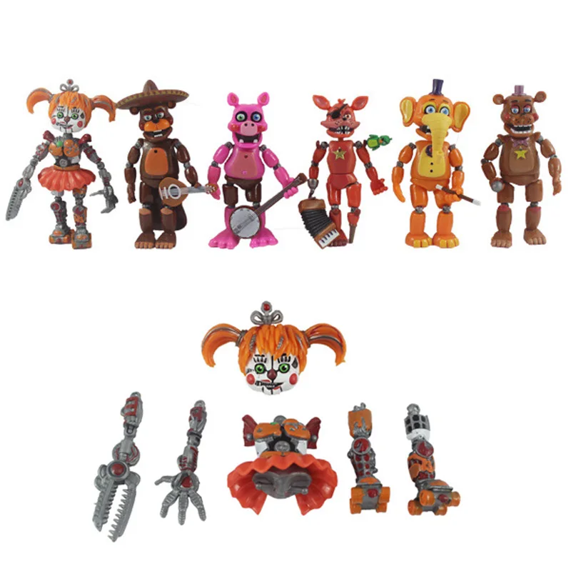 С изображениями персонажей игры «пять ночей с Фредди» медведь Figuras Nendoroid 13 см ПВХ светильник блок с рисунком персонажей из игры «пять ночей в Фредди» Фокси» из мультфильма для мальчика, рисунок виниловые куклы игрушки 6 шт./компл