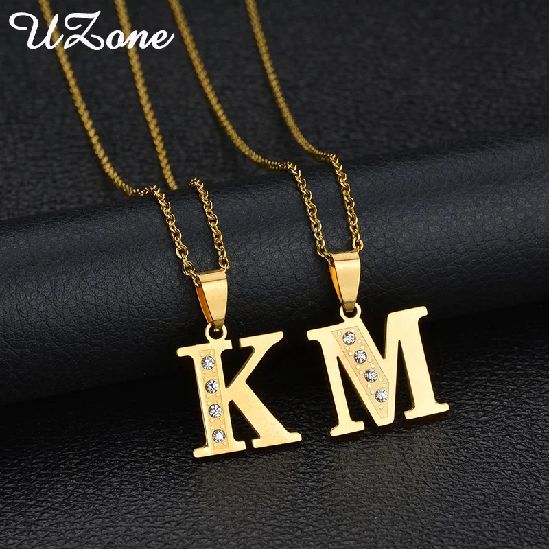 Женское колье из нержавеющей стали с фианитами|letter pendant|birthday giftnecklace stainless steel |