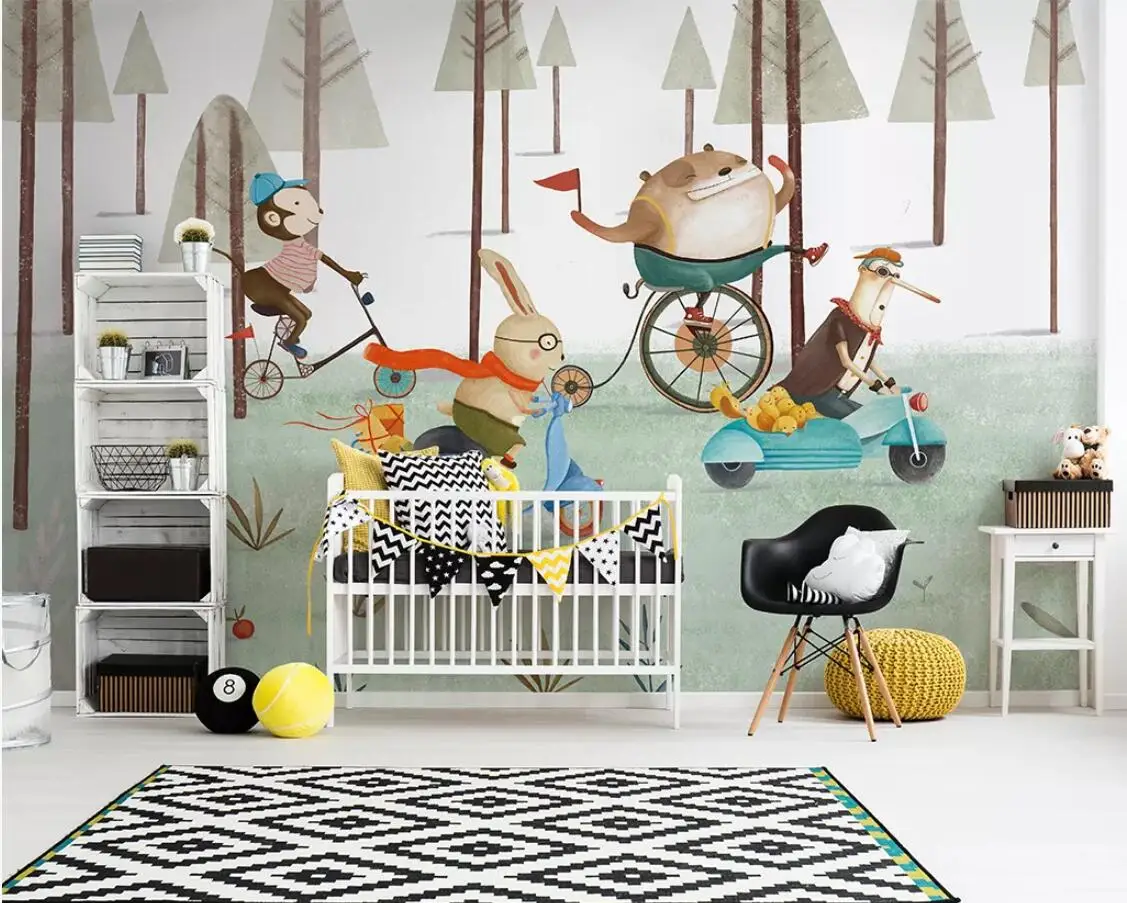 Нордический детский обои-фреска 3D Tapeta Dziecieca на заказ Картон Фото Бумага в Рулоне Водонепроницаемая Контактная Бумага.