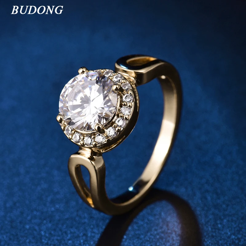 2017 BUDONG Хит стиль женский обруч с большим пальцем Золотое кольцо Круглый вырез
