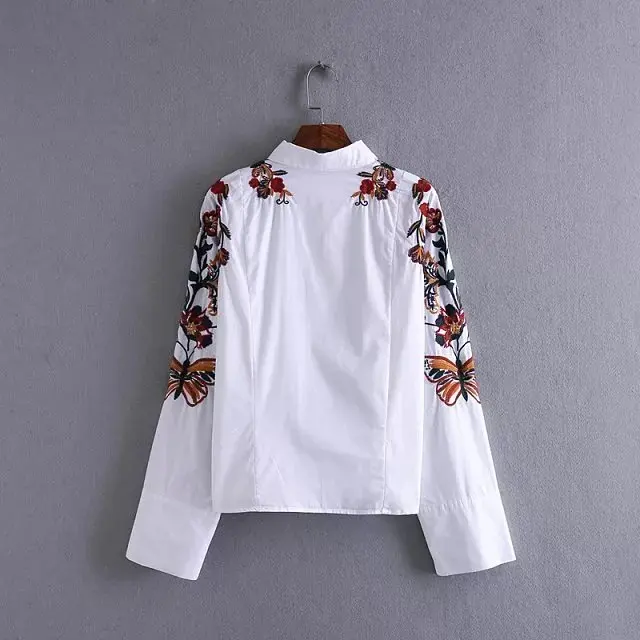 Новинка 2017 женские винтажные бабочки и Цветочная вышивка свободные блузки