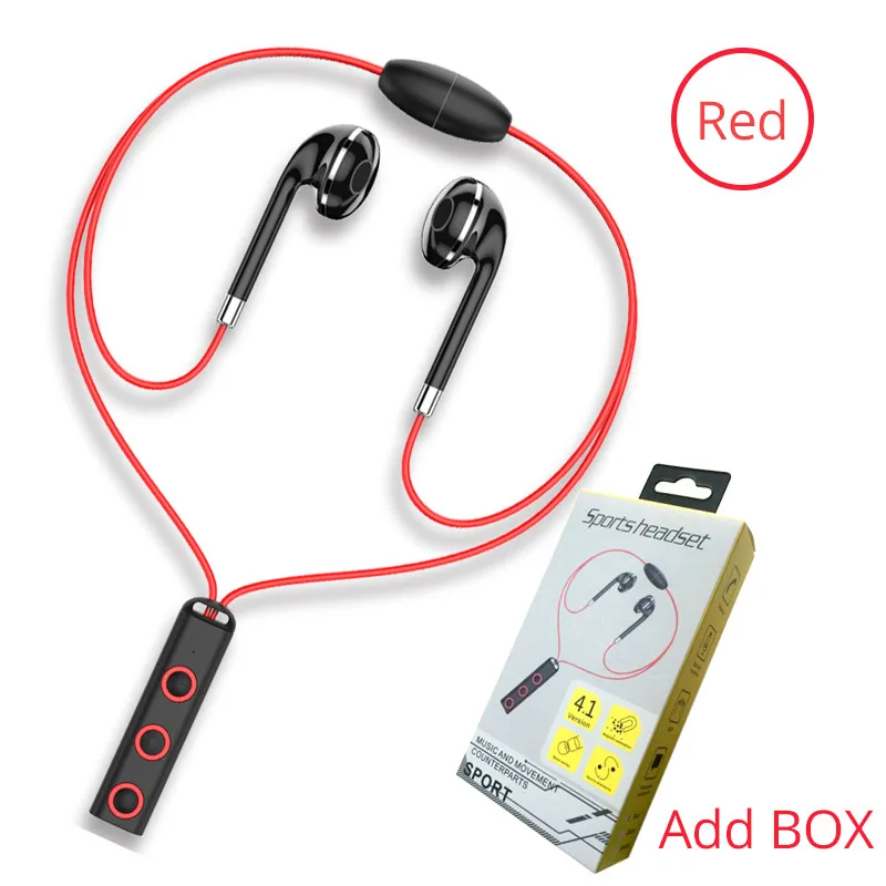 Red With box FONKEN Bluetooth наушники-вкладыши Беспроводные спортивные наушники магнитное ожерелье наушники с микрофоном BT313 мобильные наушники-вкладыши - Цвет: Red With box