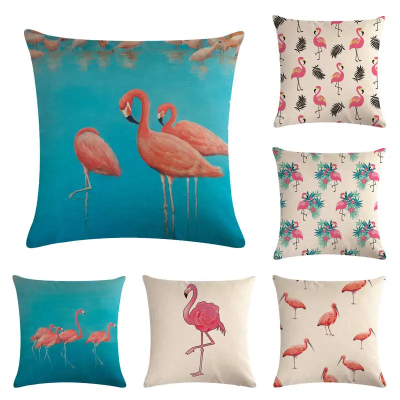 Постельное белье 45*45 см хлопковая льняная наволочка для подушки чехол с фламинго