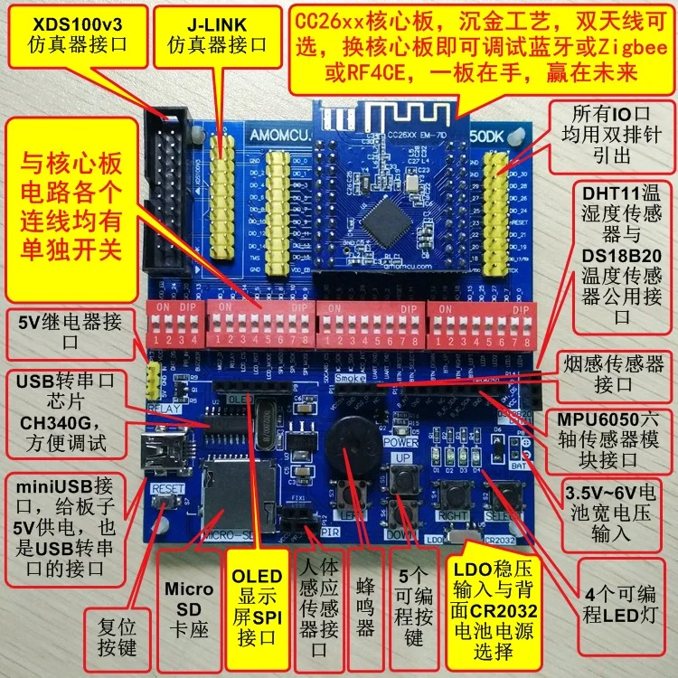 Для CC2650DK CC2640 CC2630 CC2640R2F макетная плата Bluetooth 5/загрузка данных для TI официальный