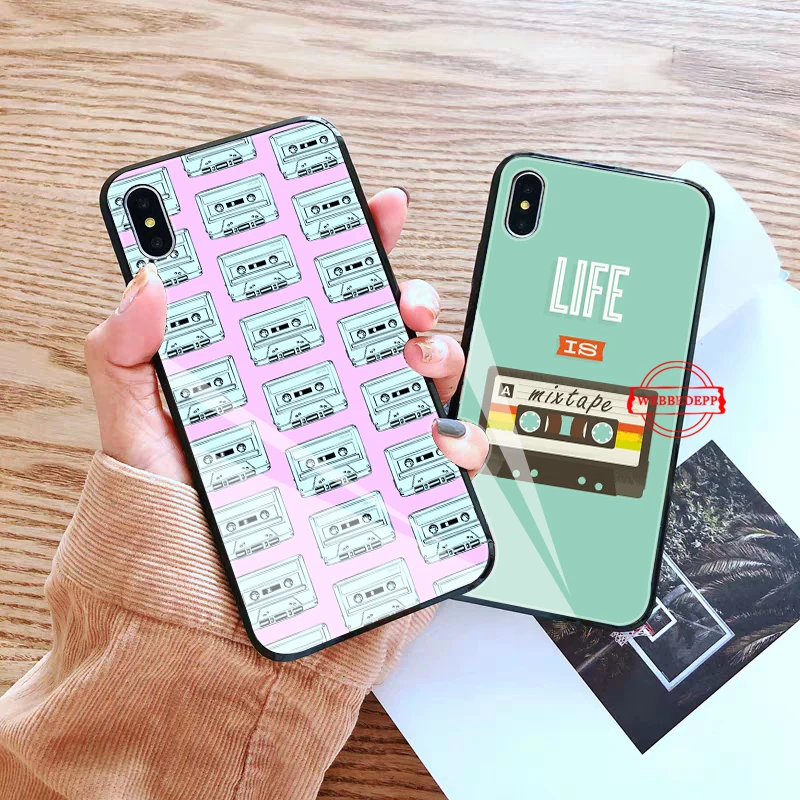 

retro classic cassette Design Glass Phone Case for Apple iPhone 11 Pro X XS Max 6 6S 7 8 Plus 5 5S SE