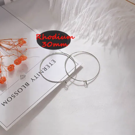 Rhodium 30mm 20 штук 20/25/30/35 мм большие кольца золото Серебряное кольцо серьги компонент поиск «сделай сам» в виде капель с кристаллами в форме Для женщин Аксессуары для ювелирных изделий Сделано в Китае - Цвет: Rhodium 30mm