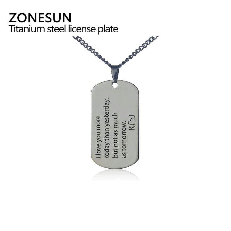 ZONESUN персонализированная подвеска для мужчин в стиле милитари с гравировкой букв