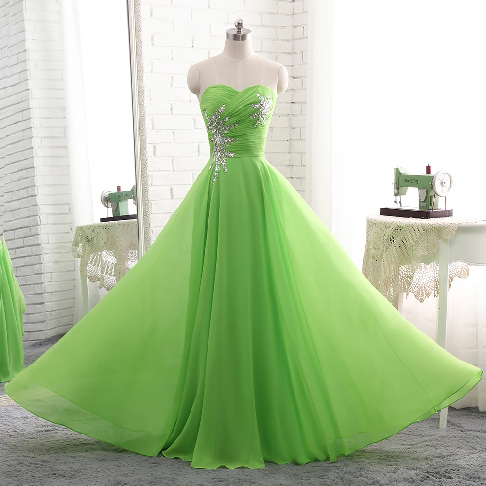 Puby Bridal New Fashion Sleeveless Sweethear Beading Long Bridesmaid Dresses Chiffon Floor-Length Pearls Dress xk017 | Свадьбы и