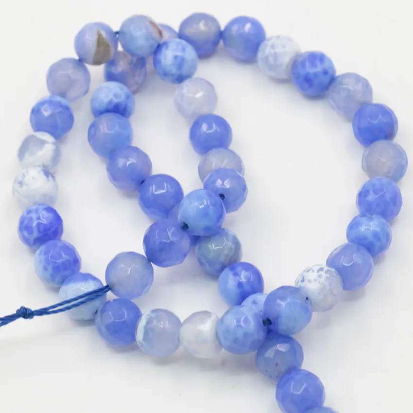 Граненый оникс из натурального огненного камня Круглый 6 8 10 12 мм синий серый