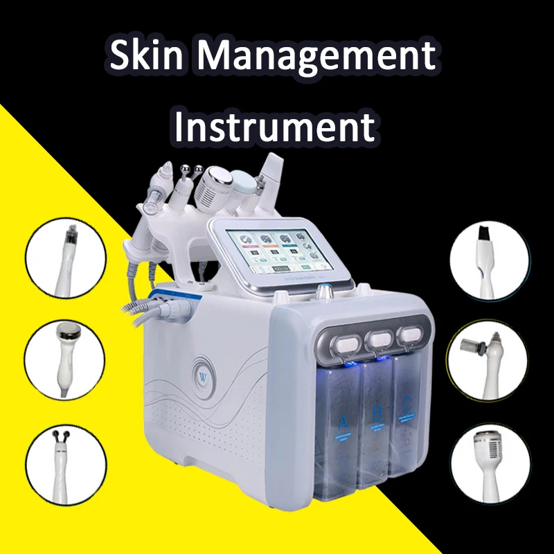 

2019 H2 O2 Portable 6 in 1 hydro microcurrent face tightening skin rejuvenation facial blackhead removal acne Bio Lifting Spa