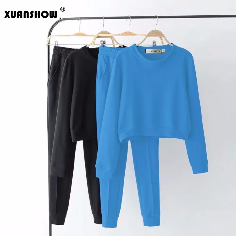 XUANSHOW 2018 модный спортивный костюм для женщин осень зима винтажная уличная одежда