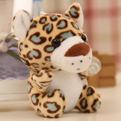 Leopard 10 см милая мягкая кукла дикие животные Тигр Слон Обезьяна Лев Жираф леопард плюшевые игрушки лучшие подарки для детей брелок кулон - Цвет: Leopard