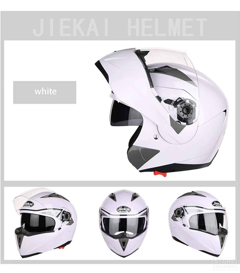 Мотоцикл JIEKAI мотоциклетных шлемов мотого Casco Capacete кожаный чехол из искусственной кожи(шлем с Двойная Линза