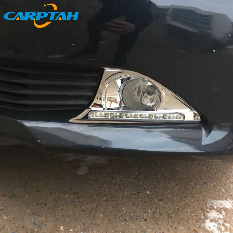 Светодиодный фонарь дневного света для Toyota Camry 2012 2013 водонепроницаемый 12 В противотуманная фара декоративный элемент для бампера дальнего света светодиодный DRL