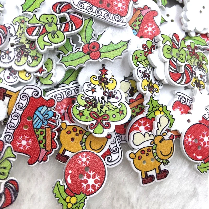 10/50/100pcsMix Счастливого Рождества швейная деревянная пуговица детский подарок ремесла пуговицы Рождественский Декор DIY с бесплатной доставкой Скрапбукинг кнопки WB368