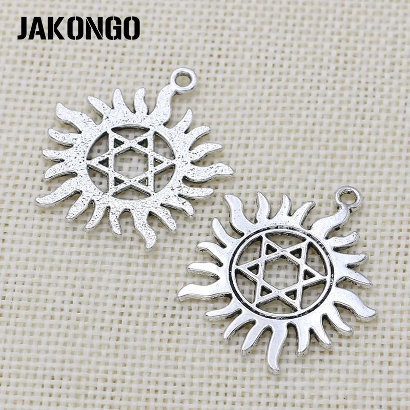 JAKONGO античные посеребренные с гексаграммой солнечные подвески для браслета