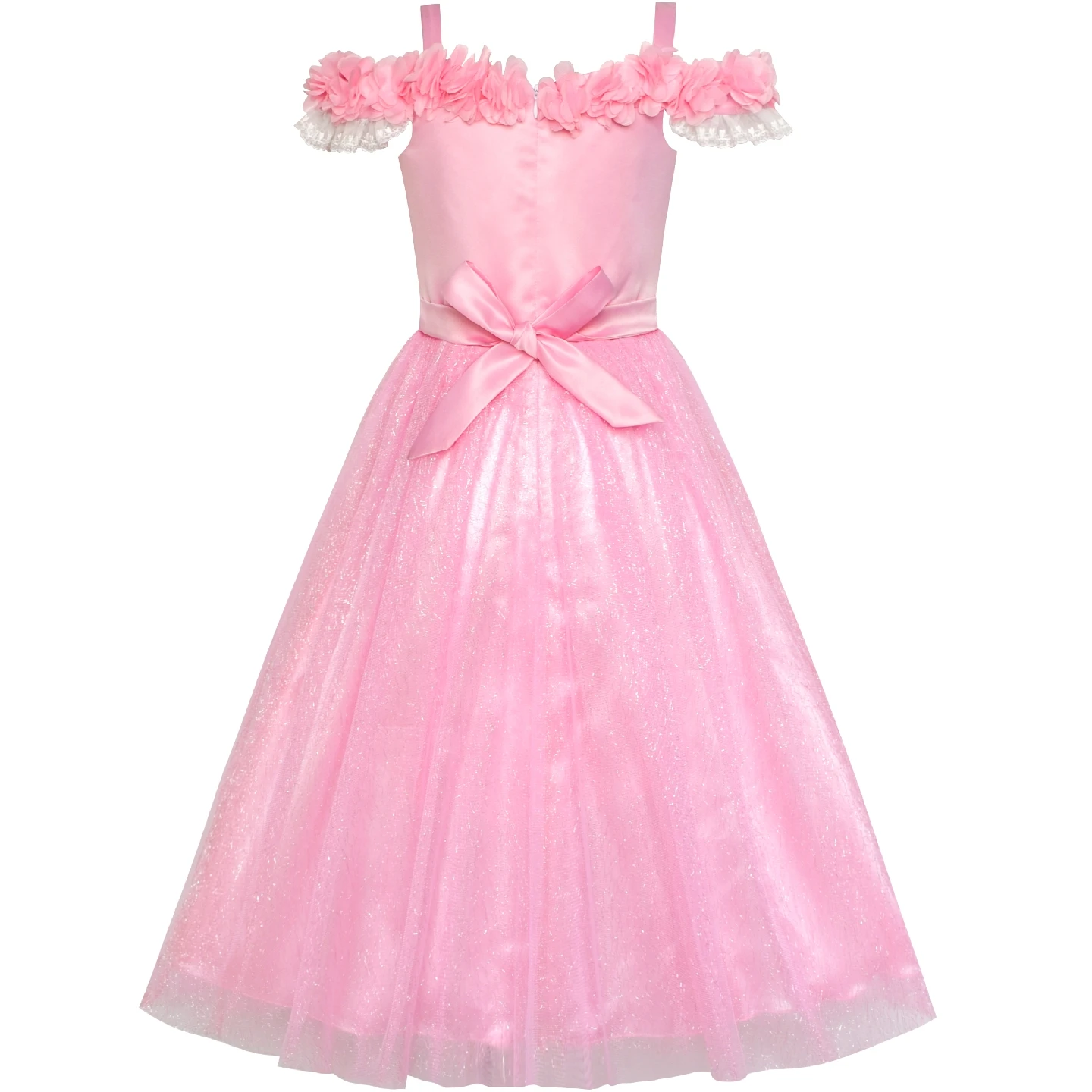 Flower Girls Dress Pink Cold Shoulder Bridesmaid Wedding 2020 Summer Princess Party Dresses Girl Clothes Pageant Sundress | Детская