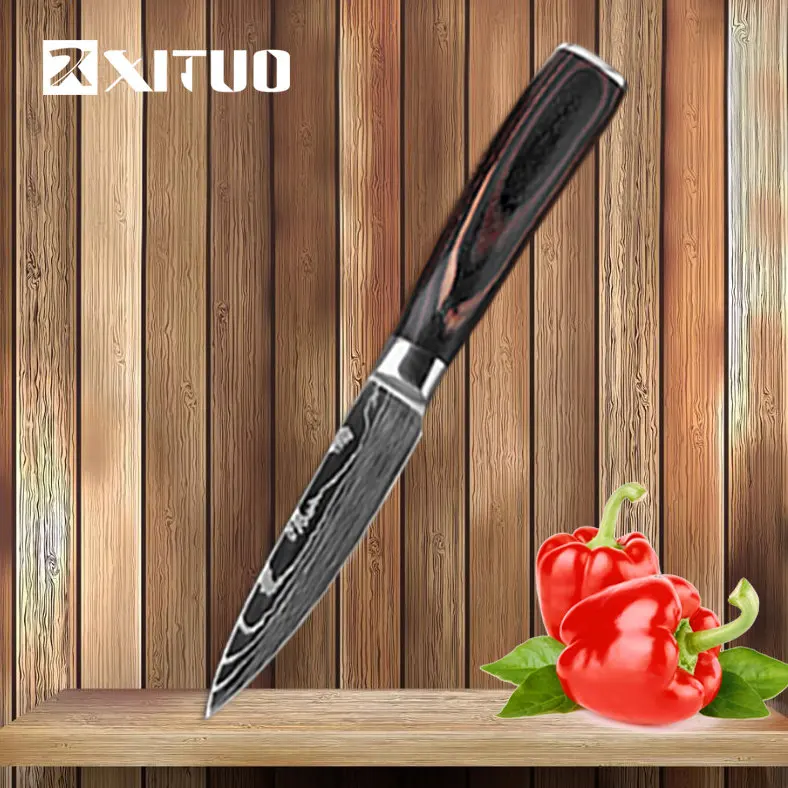 3.5 in Paring Knives XITUO набор ножей из 3 предметов для шеф-повара, кухонные ножи из нержавеющей стали, наборы ножей для приготовления пищи, лезвие из высокоуглеродистой стали с деревянной ручкой, Новинка - Цвет: 3.5 in Paring Knives