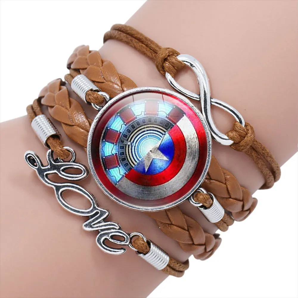 41 стиль Marvel Железный человек Тони Старк кожаный браслет Мстители дуга реактор 3D напечатанная стеклянная подвеска с драгоценным камнем Фигурки игрушек