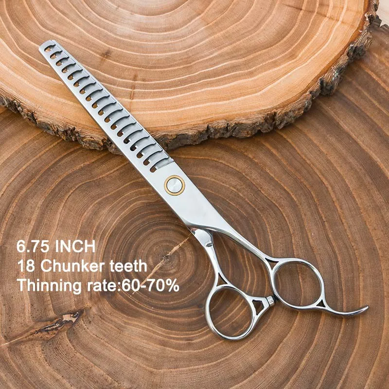 Thinning 6.75In. 18T Профессиональные ножницы для стрижки собак 7,5 дюйма ножницы для собак 6,75 дюйма ножницы для домашних животных 6,5 дюйма филировочные ножницы матовое серебро - Цвет: Thinning 6.75In. 18T