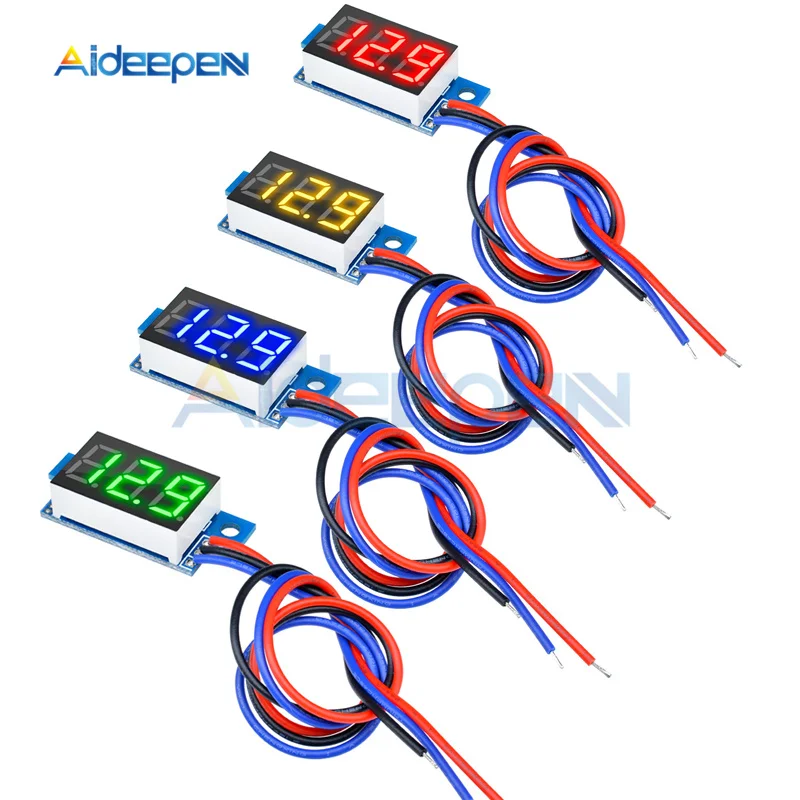 

0.36 inch DC 0-99.9V Digital Voltmeter 3 Wires 100V Volt Panel Indicator Monitor Voltage Meter Red Yellow Blue Green LED Display