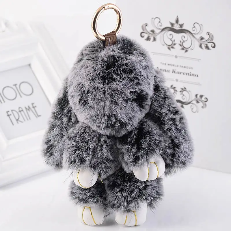 Хит продаж милый мини брелок для ключей из натурального кроличьего меха Женская