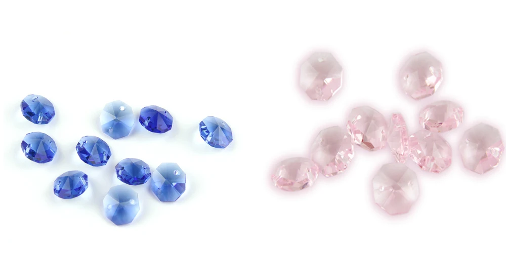 50 шт./лот 14 мм хрусталь смешанного цвета Bbeads восьмиугольник в 2 отверстия для кристаллы части для люстры для частей и DIY