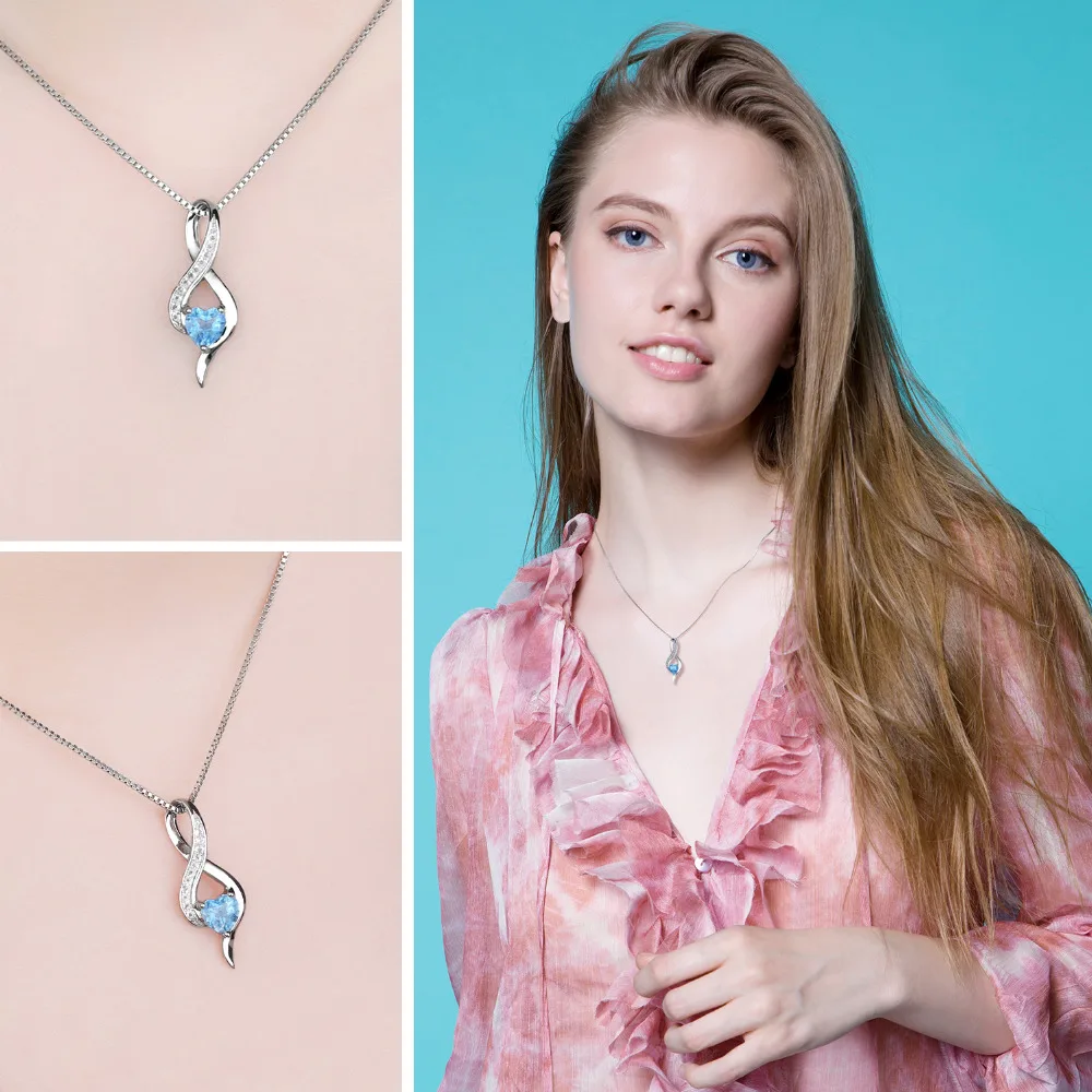 Jewelrypalace сердце любовь 0.6ct натуральная SWIS сине белые топаз кулон 925 стерлингов