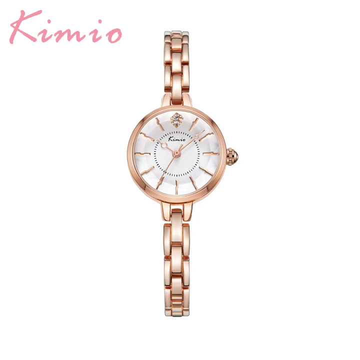 rose gold watch Бренд Kimio, женские часы-браслет, новинка, женские часы с кристаллами, многогранный циферблат, роскошное платье, наручные часы, часы из розового золота, Relogio - Цвет: rose gold watch