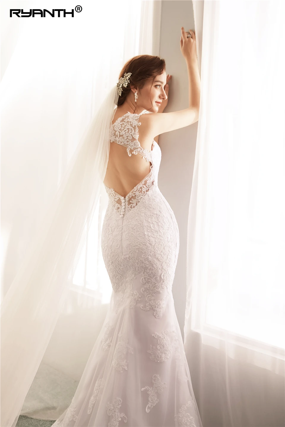 Boho Vestido De Noiva сексуальное кружевное с рыбьим хвостом настоящая фотография пляжные свадебные платья Дешевые спинки суд Поезд халат de Mariage