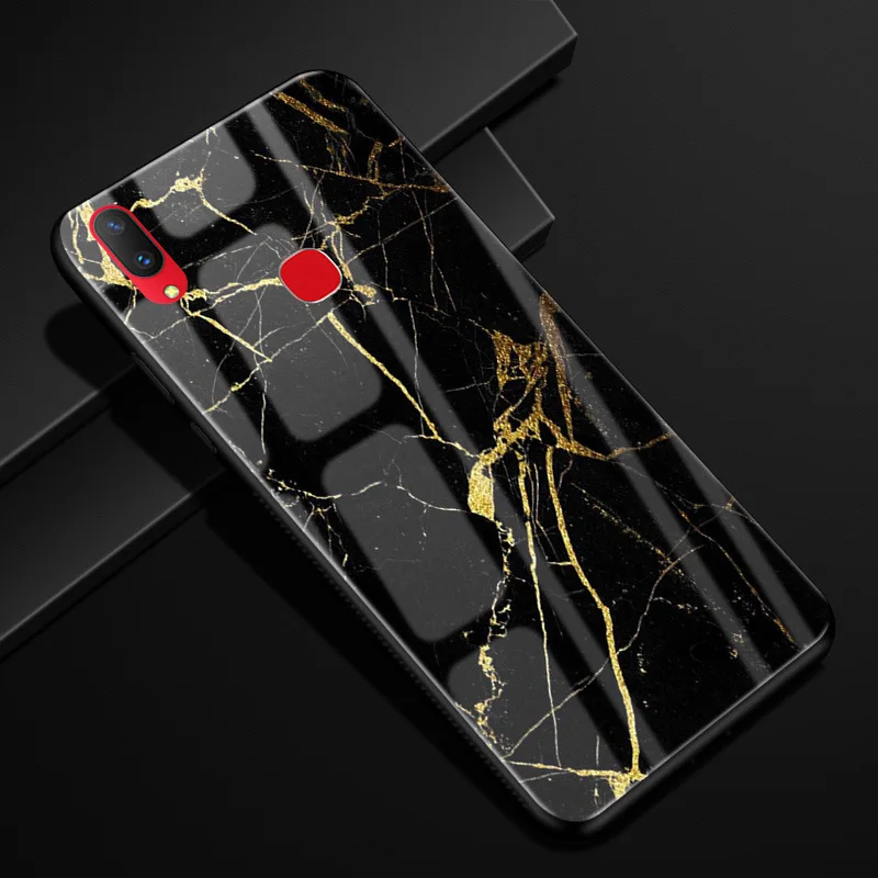 Чехол для Vivo Y91, Y95, закаленное стекло, чехол с рисунком, черный, TPU, бампер, чехол для Vivo Y95, Vivo Y91, чехол для телефона, стекло, Y 91 - Цвет: 18