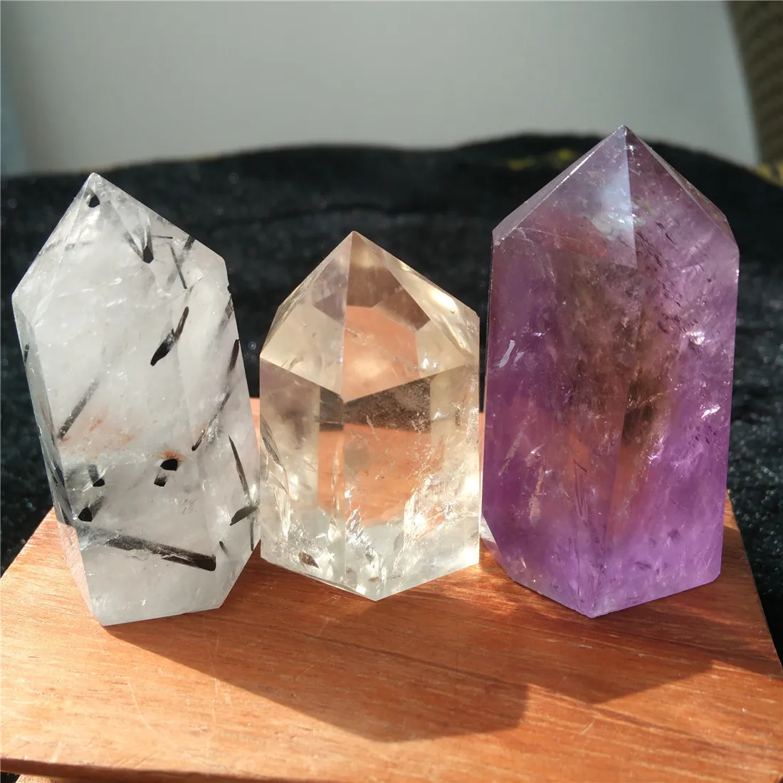 Аметист турмалин цитрин призрак хрустальные камни кристаллы камень аксессуары