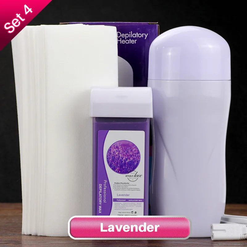 SET 4 Lavender Восковый набор нагревателей машина для удаления волос 110 V/220-240 V Электрический депилятор для лица бровей Мини эпилятор восковой расплава полоски* 30 - Цвет: SET 4 Lavender