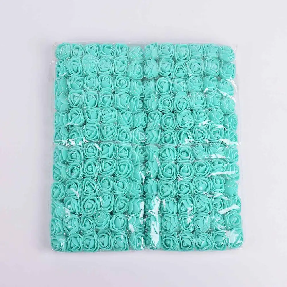 Blue Green 144 шт 2,5 см мини-поролоновая роза искусственный цветок букет разноцветная Роза Свадебные цветы украшения Скрапбукинг искусственный цветок Роза - Цвет: Blue Green