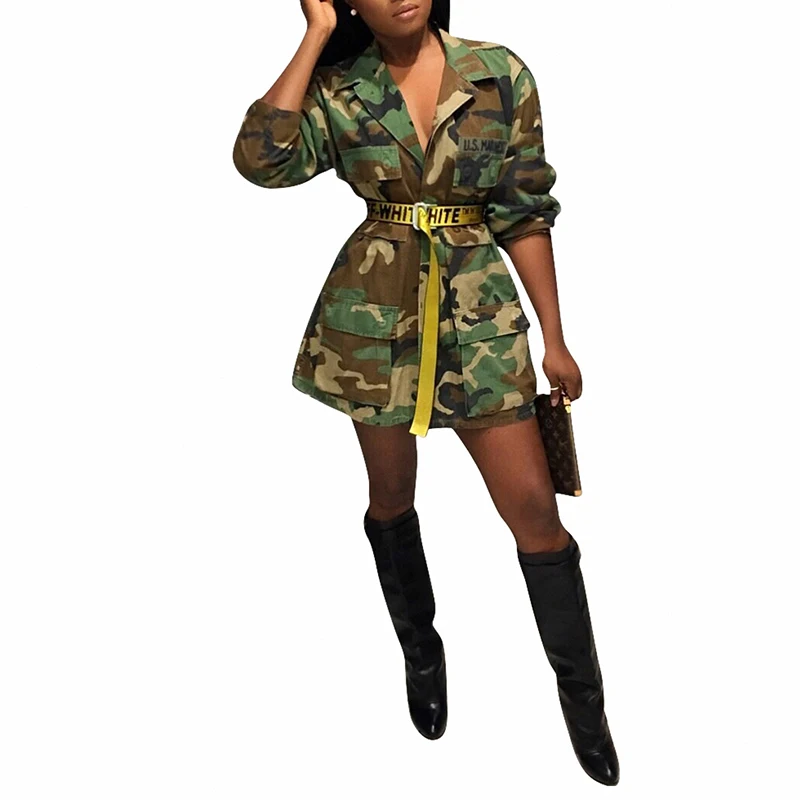 Новая Сексуальная женская рубашка с длинным рукавом камуфляжная Повседневная