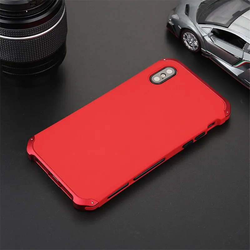 All Red R-JUST роскошный бронированный металлический алюминий+ PC Сверхмощный Телефон Защита Funda Coque чехол для iPhone X XS MAX 8 6 6S 7 Plus 5S SE XR чехол - Цвет: All Red
