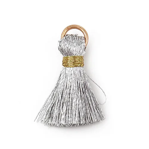 Silver Doreenbeads Rayon Tassel Charms Multi color 7/8"l- 7/8"long 10 PCs For Diy Jewelry DIY Bracelet Necklace Earring Accessories - Окраска металла: Silver