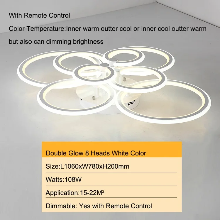 8 heads double glow NEO Gleam современная светодиодная Люстра для гостиной, спальни, кабинета, двойная светящаяся белая готовая домашняя Потолочная люстра - Lampshade Color: 8 heads double glow