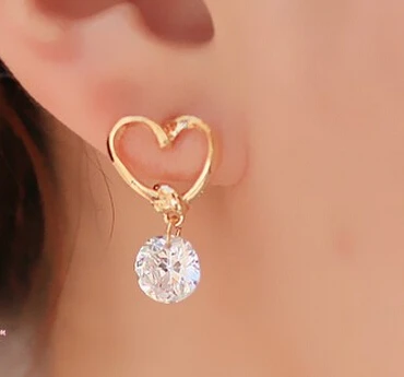 Женские серьги пусеты e020 золотого цвета с кристаллами из фианита|fashion stud earrings|stud