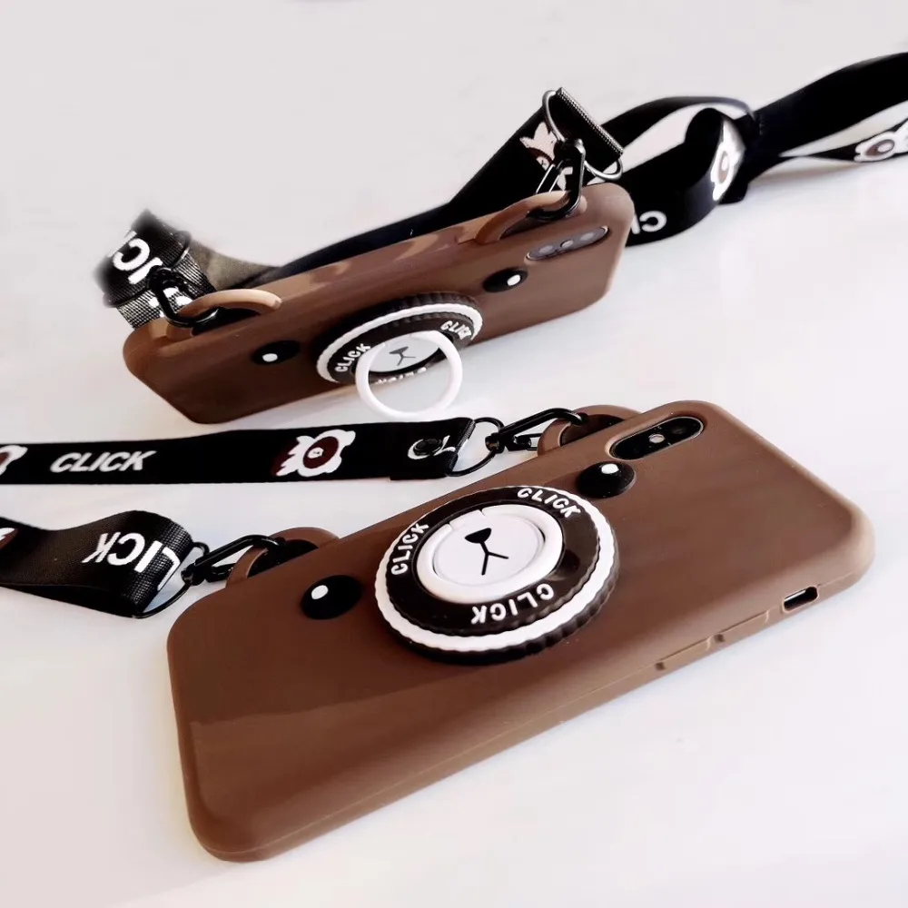 Marchcover 3D милый мультфильм камера медведь держать кольцо чехол для iphone 8 7 6 6s plus X XS MAX