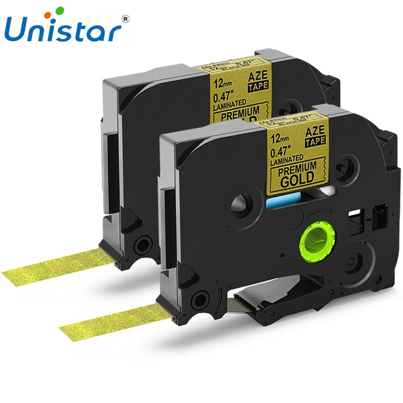 Unistar 2 шт. TZe лента 12 мм 0 47 дюйма TZE PR831 черная на премиум золоте совместимая с