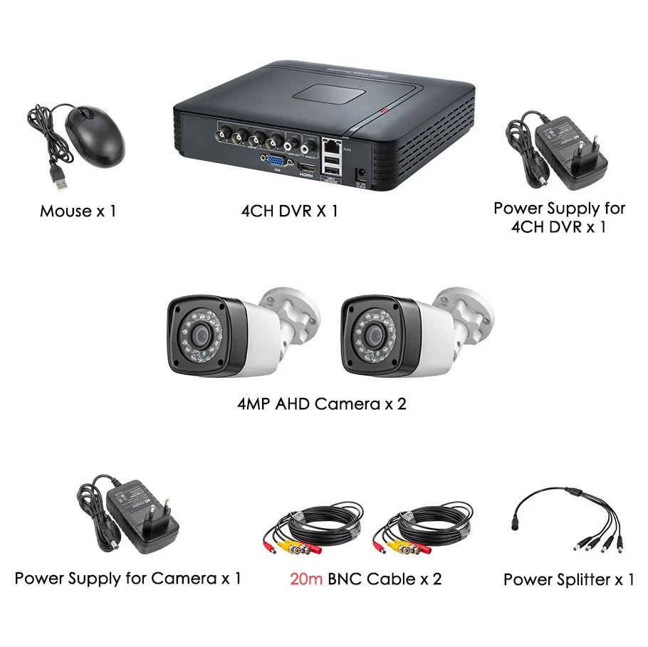 Золотой безопасности 4MP 4CH приложение ПК удаленный мониторинг безопасности DVR с AHD Открытый Водонепроницаемый Автоматическое обнаружение движения сигнализация камера - Цвет: Белый