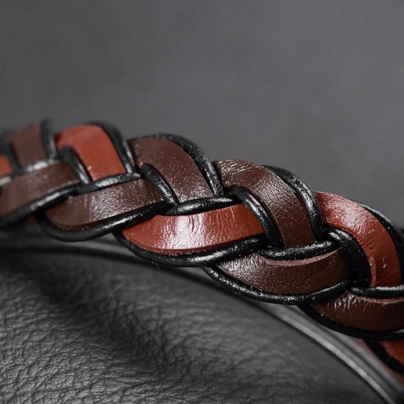 MOGE Мода Сращивание Плетеный Кожаные браслеты Для мужчин Нержавеющая сталь